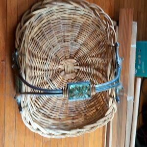 Rustic Wicker Basket with Iron & Glass Handle ~ Large